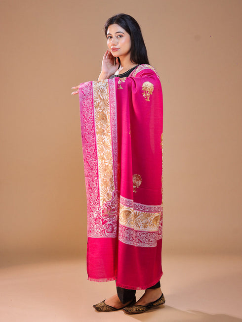 Women's Jamawar Aari Embroidery Wool Shawl